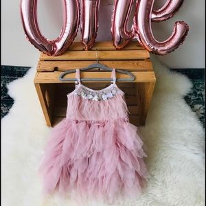 Feathered Tulle Dress Sizes: 12m,2T,3T,4T